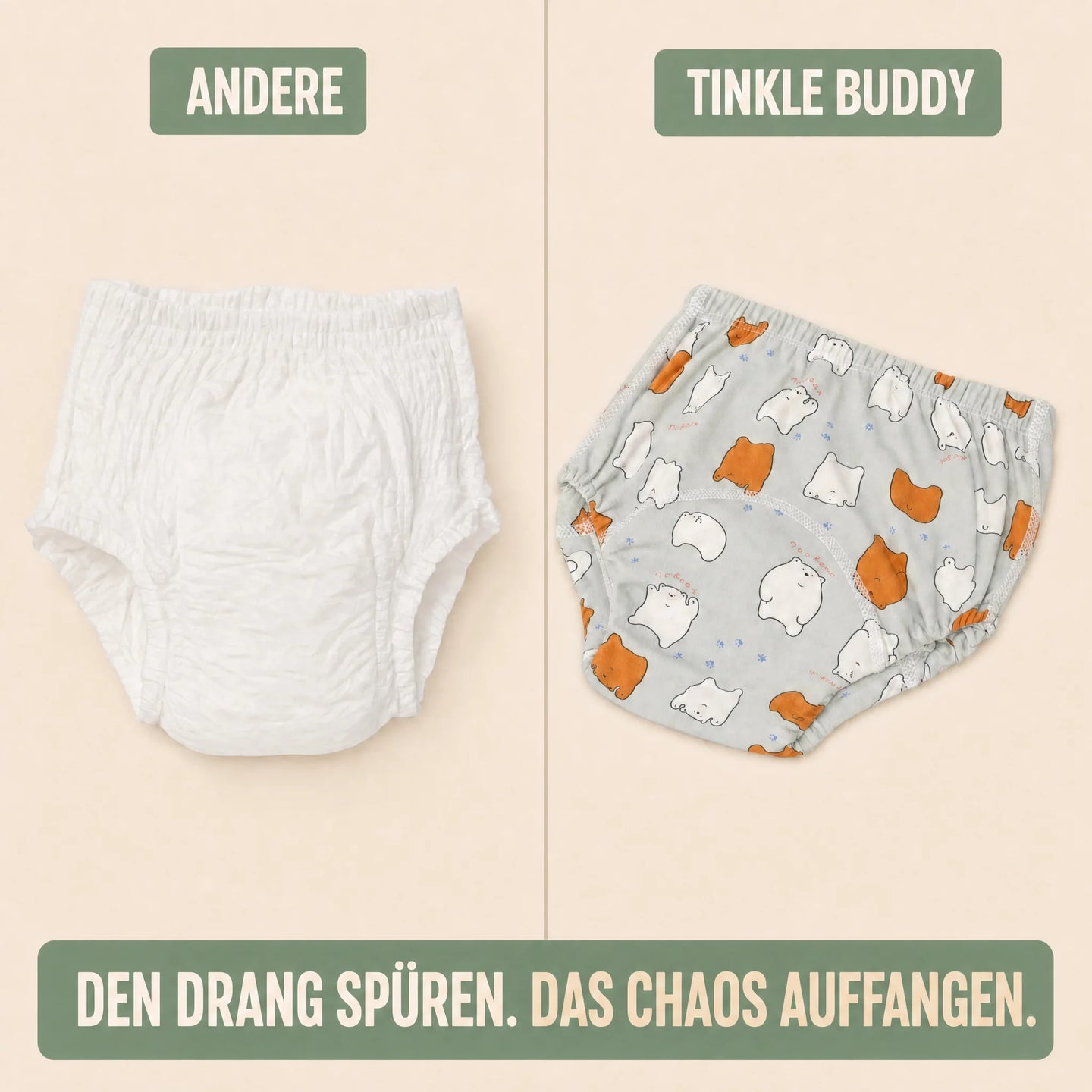 Tinkle Buddy Trainingsunterhosen - Tinkle Buddy im Vergleich zu normaler Unterwäsche