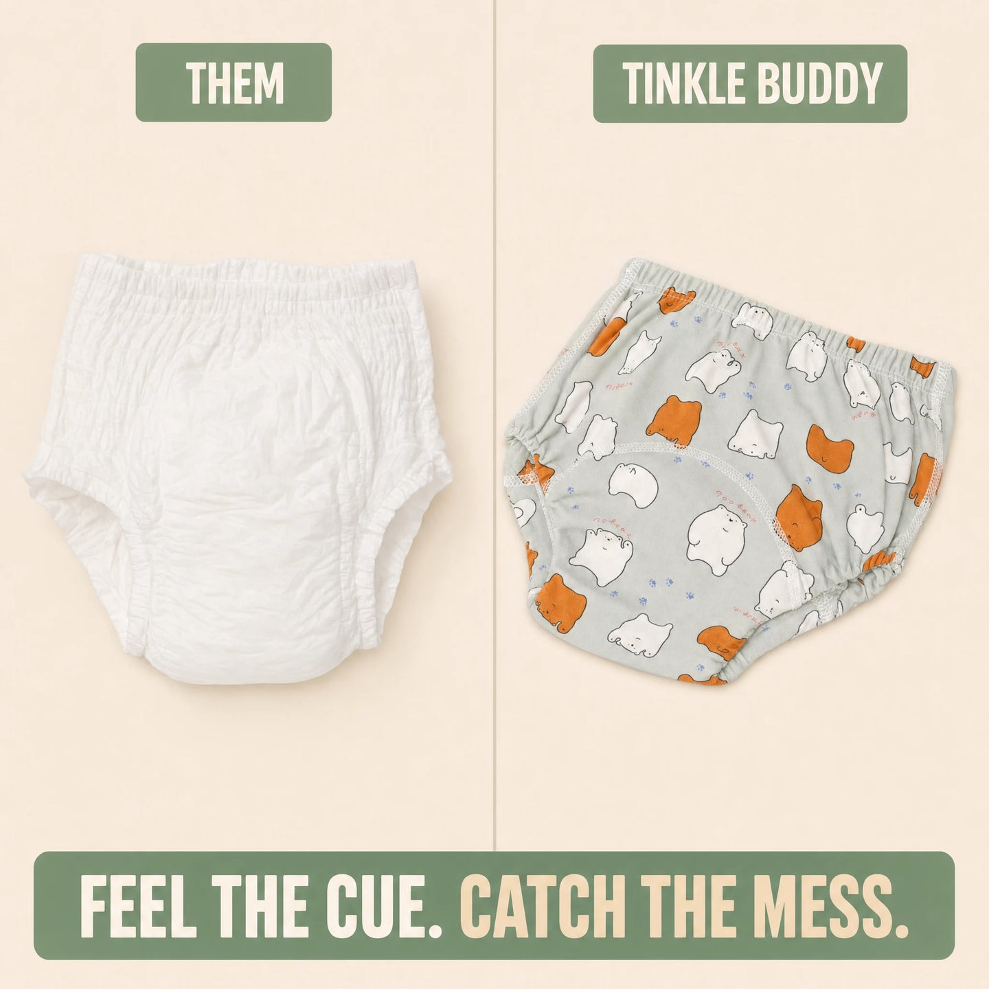 Tinkle Buddy Training Undies - Tinkle Buddy vs Standard Underwear